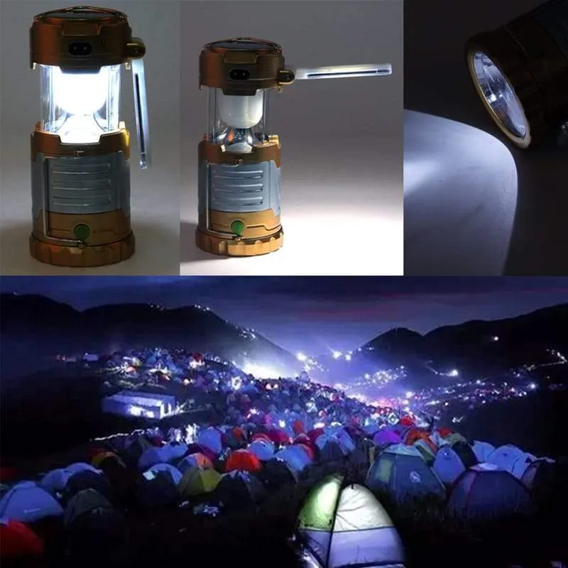 3-Mode Solar Rechargeable LED Lantern/Flashlight with USB Power Bank