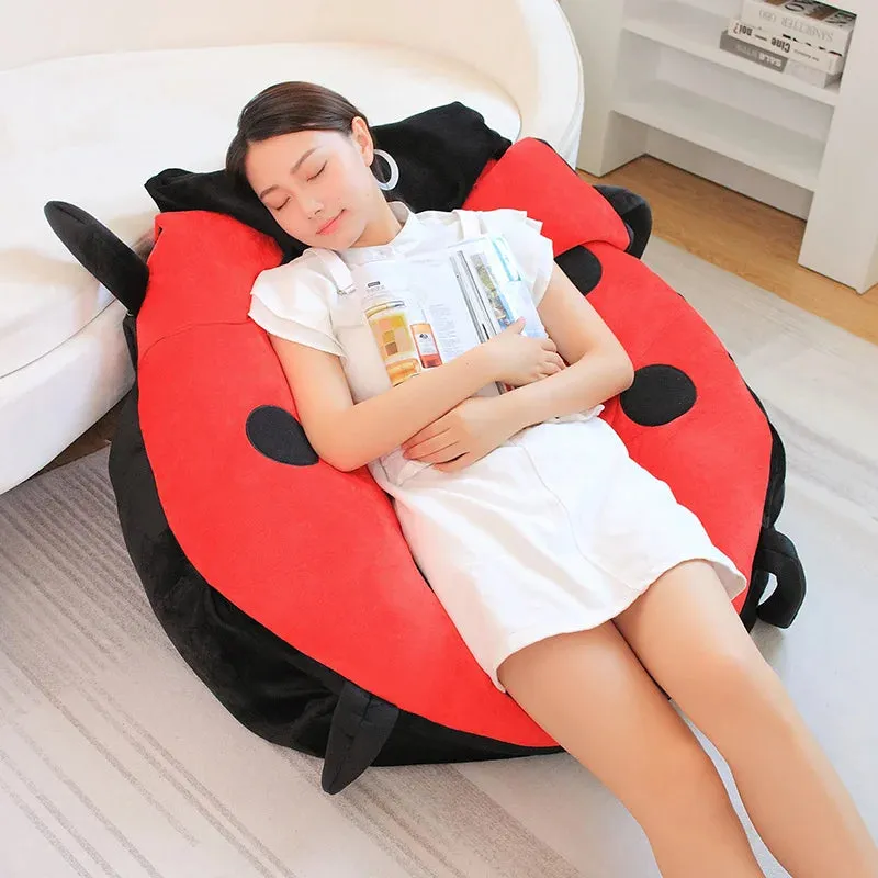 60/80/100cm Creative Beetle Plush Pillow Huge Size Ladybug Clothes Cosplay Insect Shell Stuffed Soft Big Cushion Kids Xmas Gift