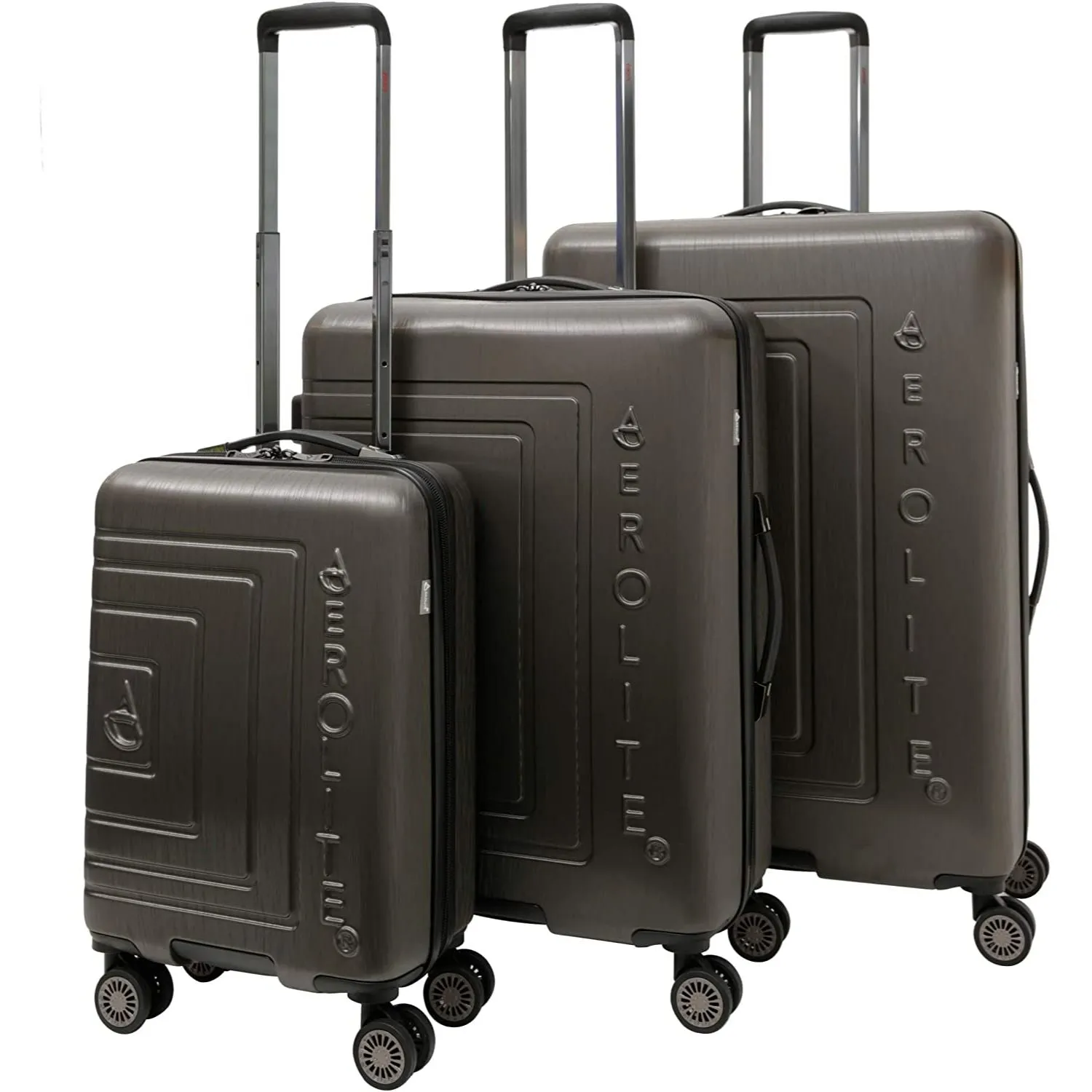 Aerolite Lightweight ABS Hard Shell 8 Wheel Complete Luggage Set (Cabin 21"   Medium 25"   Large 29"), Approved for Ryanair, easyJet, British Airways, Virgin Atlantic, Flybe and Many More