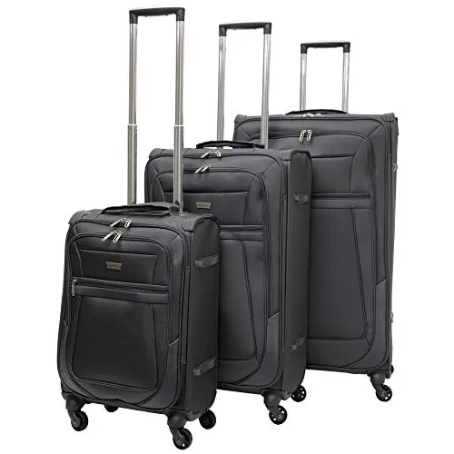 Aerolite Reinforced Super Strong and Light 4 Wheel Lightweight Cabin & Hold Check in Luggage Suitcase, Double-Tube Retractable Trolley Handle, 10 Year Guarantee