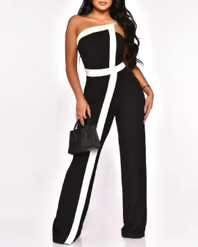 Bandeau Sleeveless Straight Leg Jumpsuit