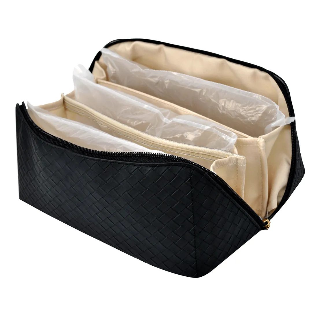 Basket Weave Black NGIL Large Faux Leather Travel Toiletry