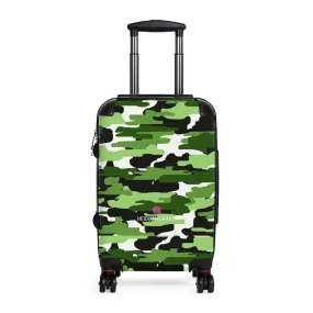 Best Green Camo Cabin Suitcase, Carry On Luggage With 2 Inner Pockets & Built in TSA-approved  Lock With 360° Swivel