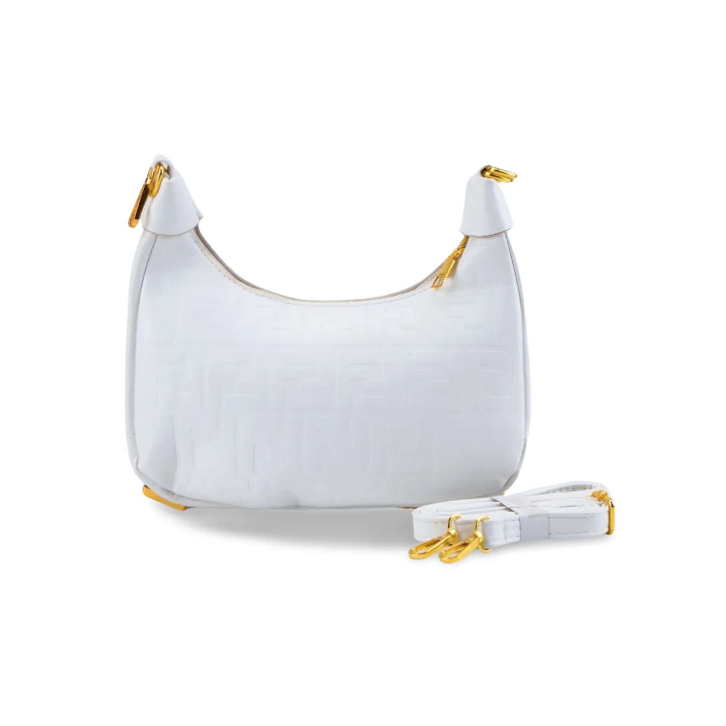 Chic Embossed Pu Leather Shoulder Bag with Gold Accents