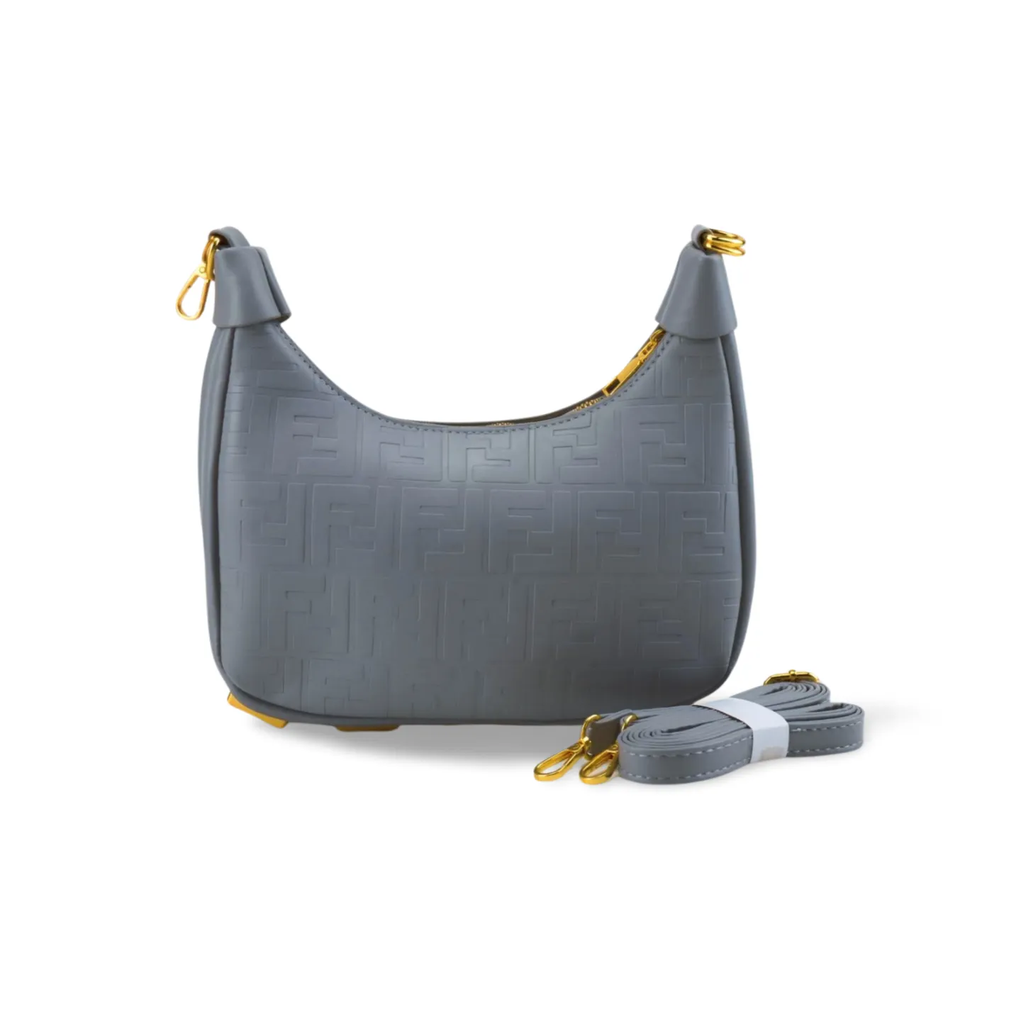 Chic Embossed Pu Leather Shoulder Bag with Gold Accents