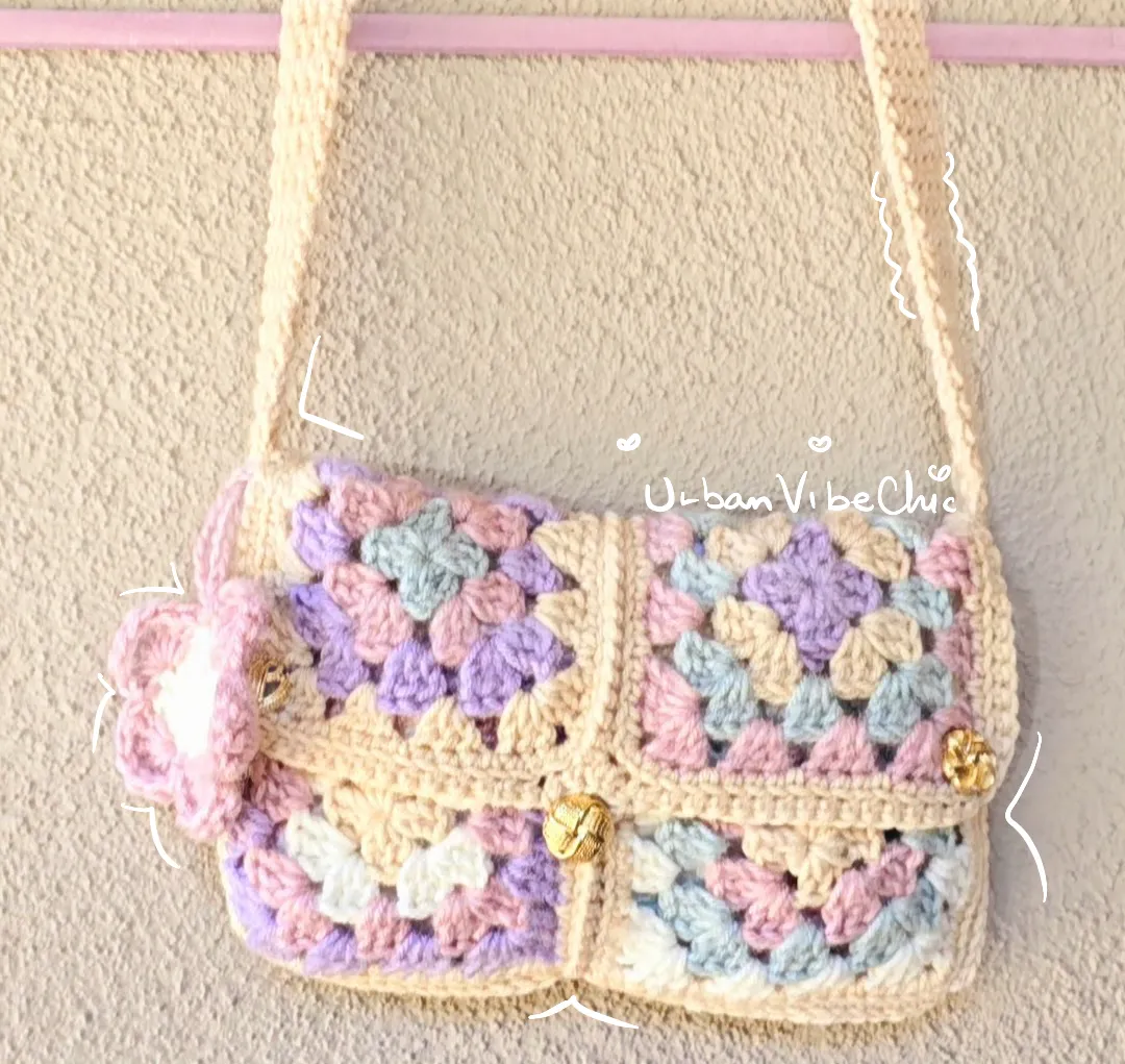 Crochet Tote Bag, Crochet Shoulder Bag - Cotton Candy