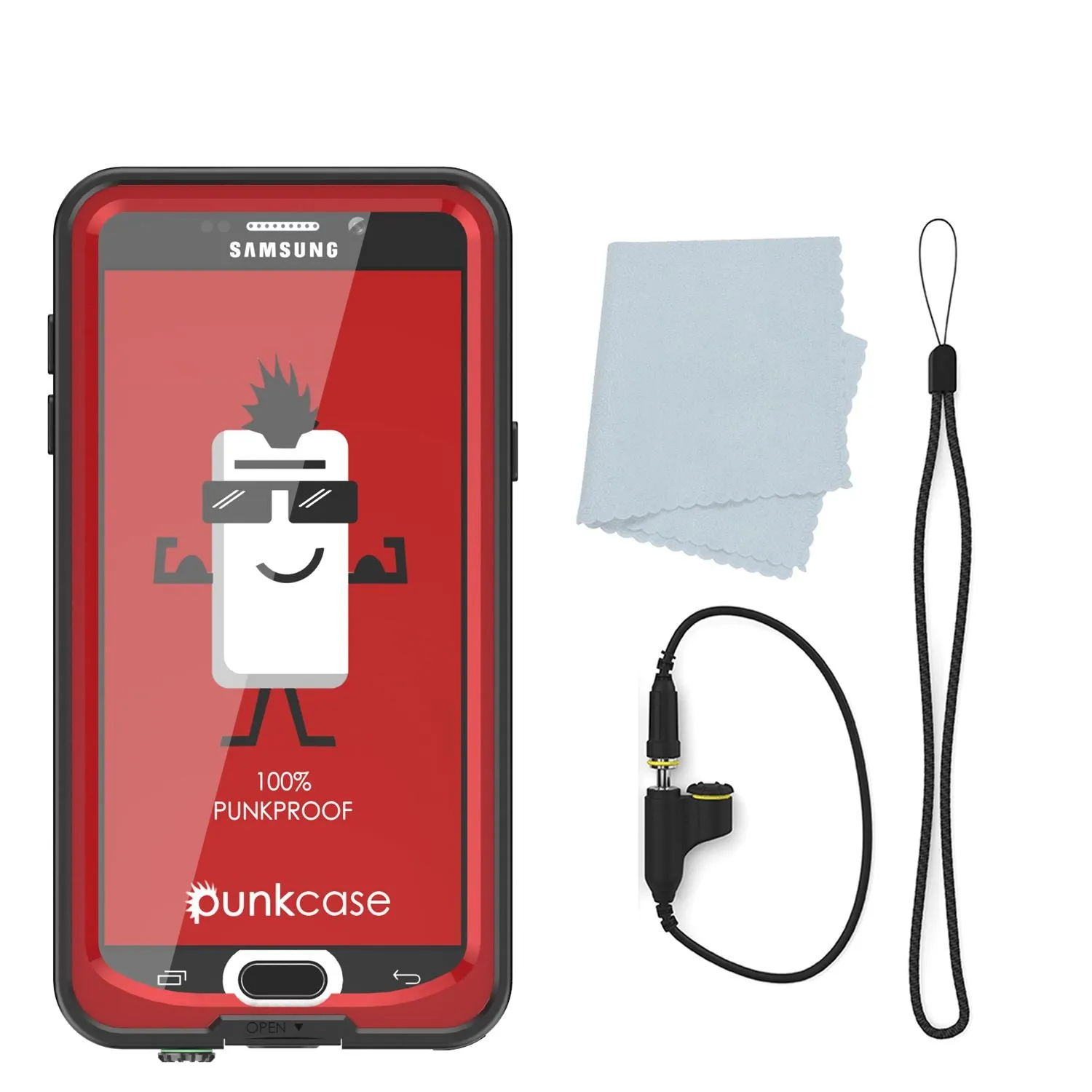 Galaxy Note 5 Waterproof Case, Punkcase StudStar Red Water/Shock/Dirt/Snow Proof | Lifetime Warranty