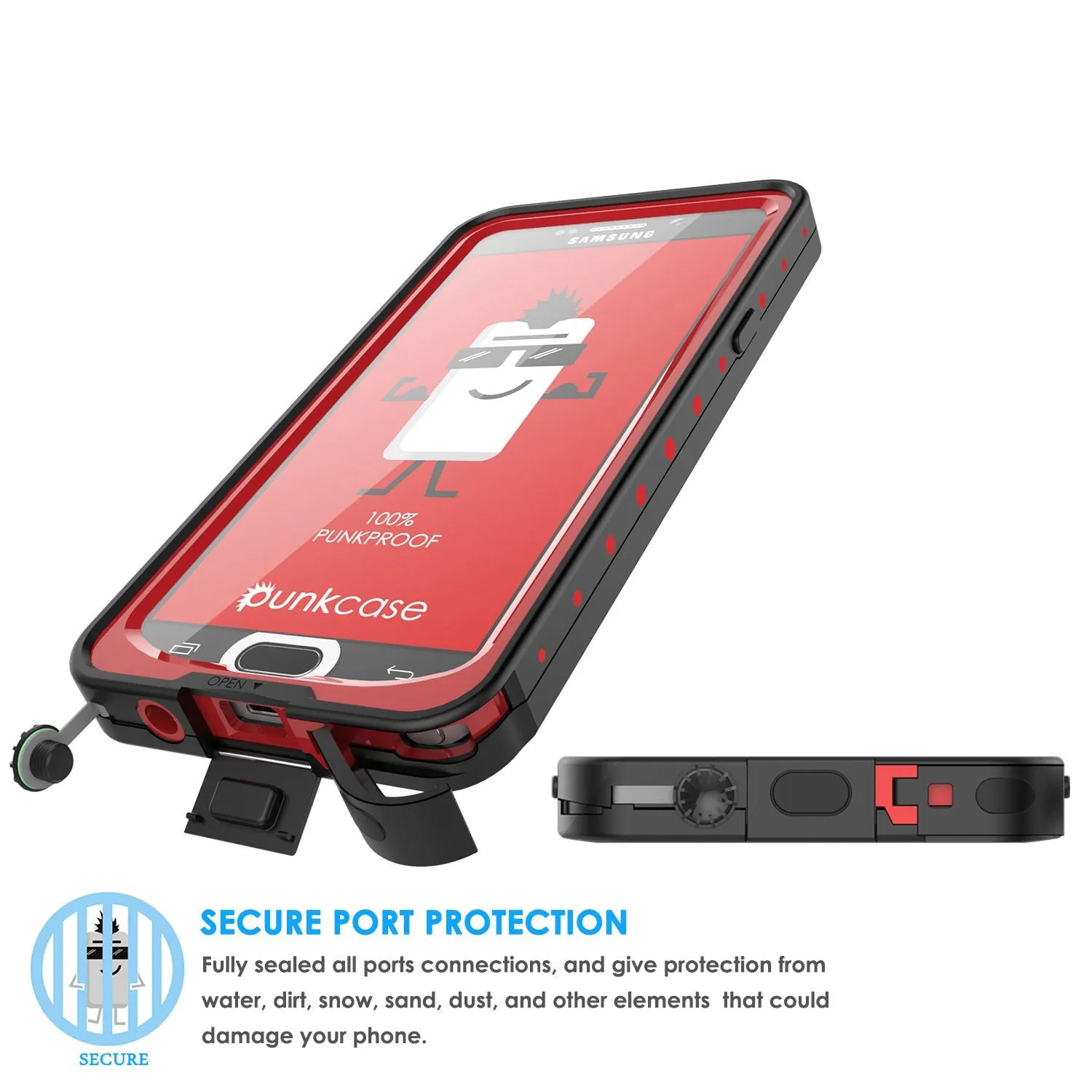 Galaxy Note 5 Waterproof Case, Punkcase StudStar Red Water/Shock/Dirt/Snow Proof | Lifetime Warranty