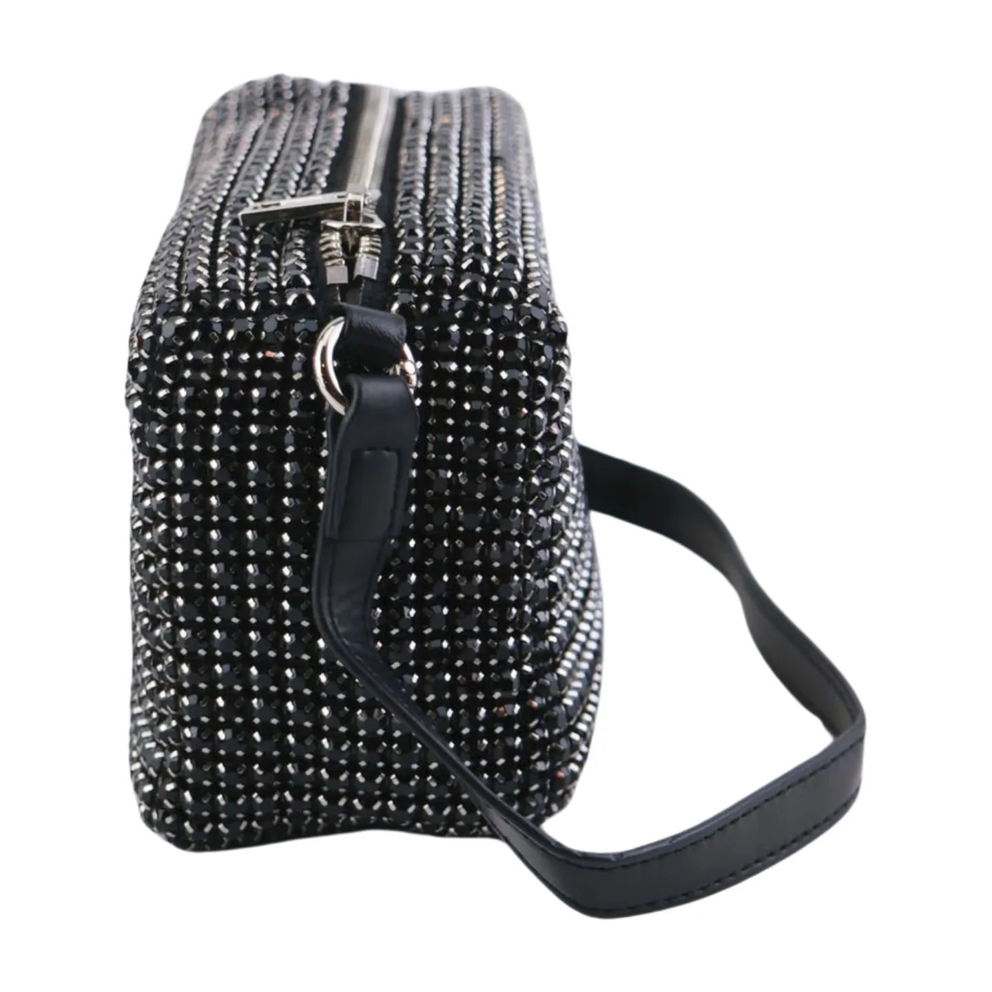 Heiress Pouch, Luxury Women's Diamond Rhinestone Mesh Pearl Handle Silver Stainless Steel Chain Purse