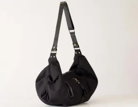 Kallia crossbody bag - Black canvas and black leather