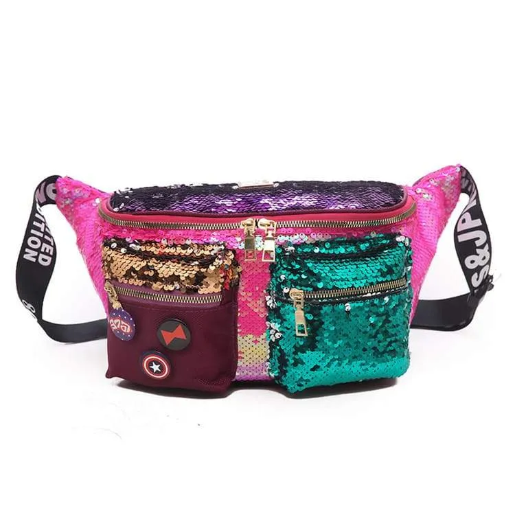 Large Multicolor Sequins Decorative Chest Bag