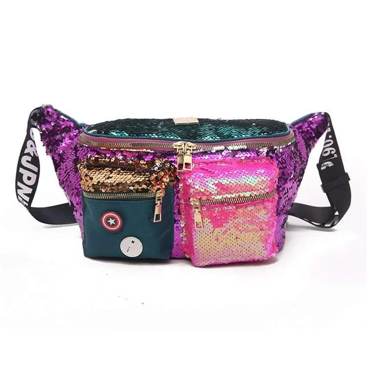 Large Multicolor Sequins Decorative Chest Bag