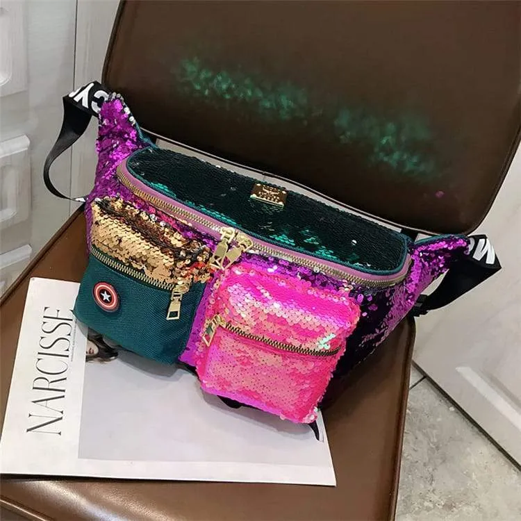 Large Multicolor Sequins Decorative Chest Bag