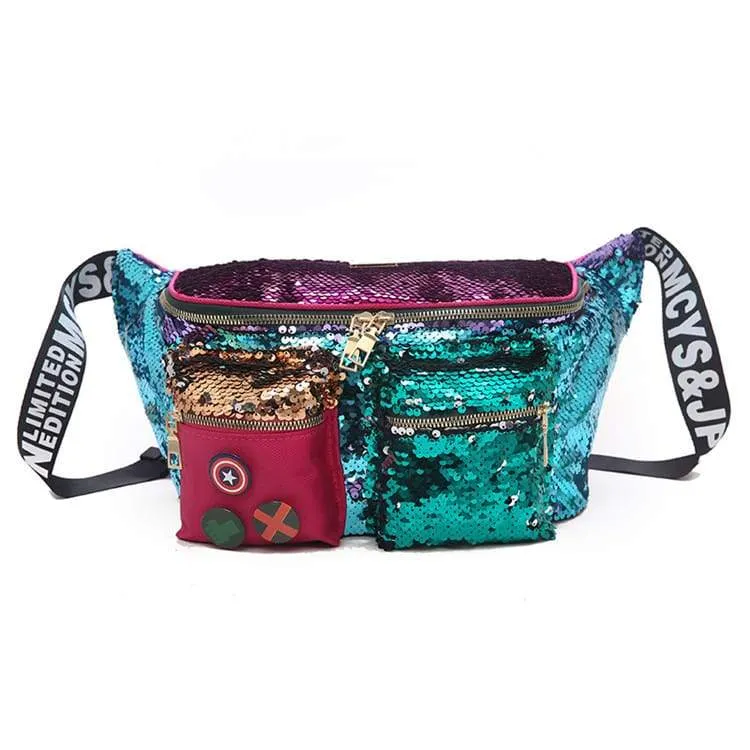 Large Multicolor Sequins Decorative Chest Bag