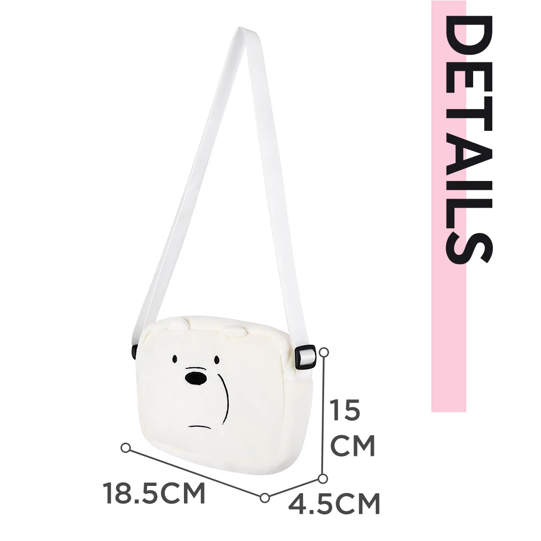 MINISO x We Bare Bears - Crossbody Plush Rectangle Messenger Bag