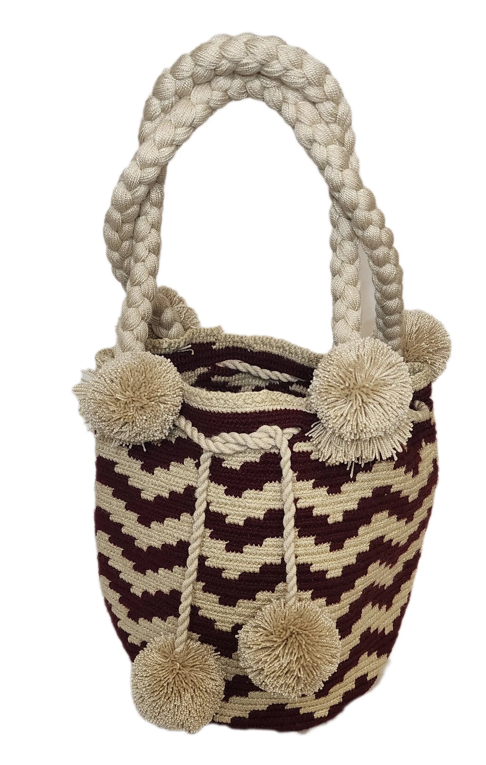 Naomi Medium Short Handle Design PomPom Mochila