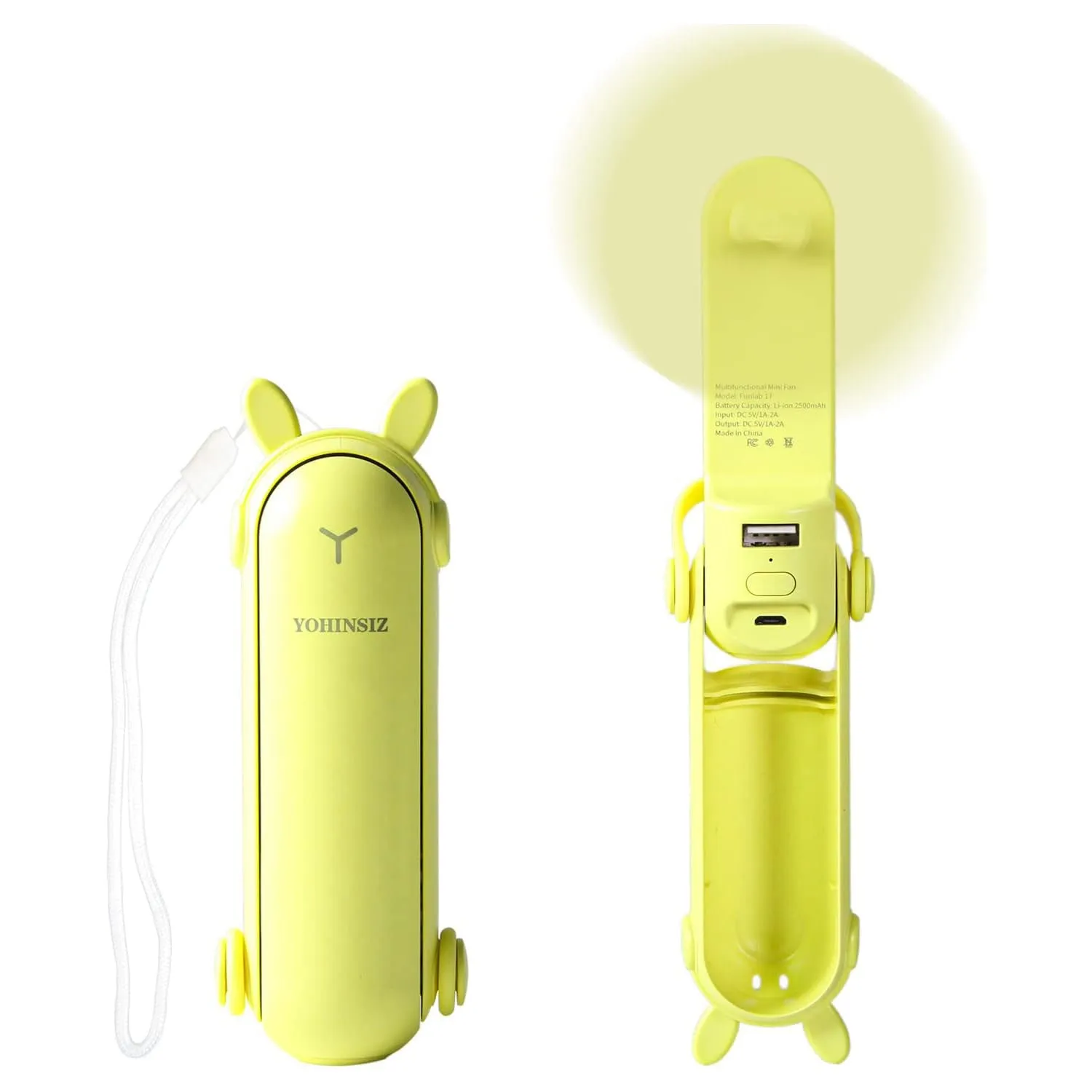 Personal Handheld Mini Fan With Power Bank And Flashlight