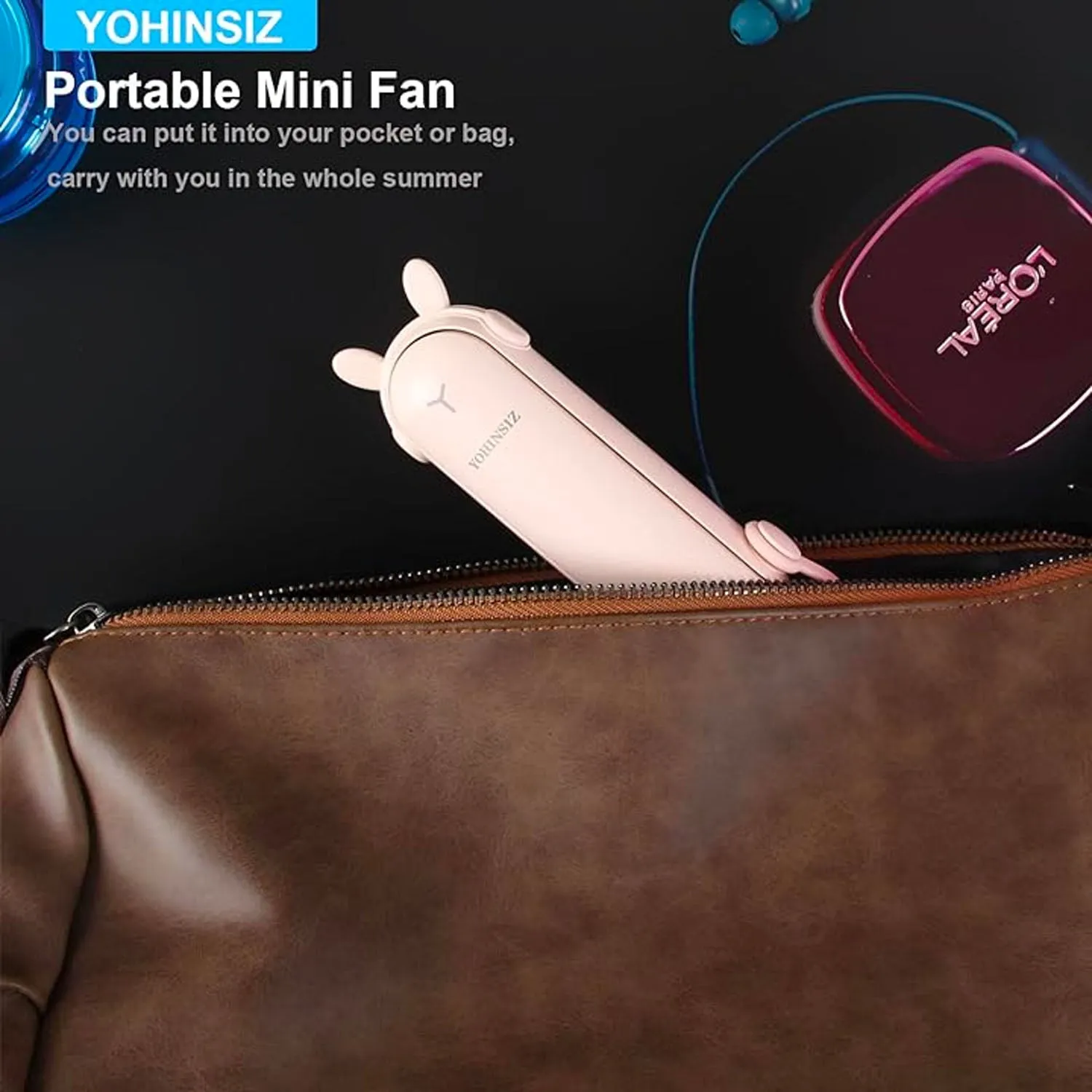 Personal Handheld Mini Fan With Power Bank And Flashlight