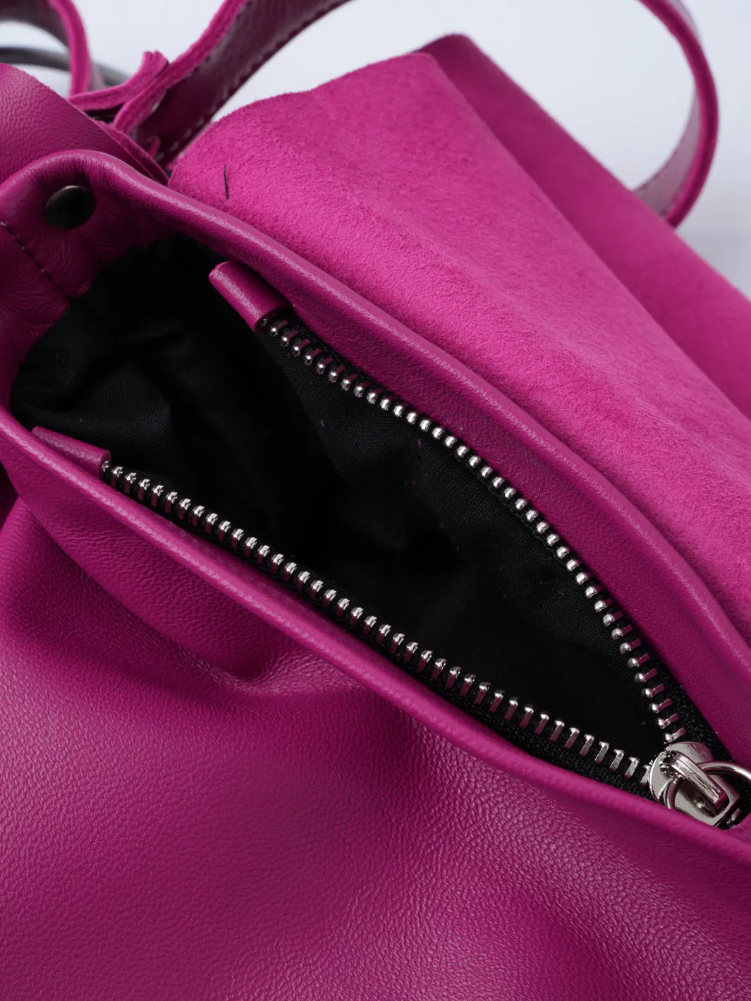 Pink Leather Bag with a Flap