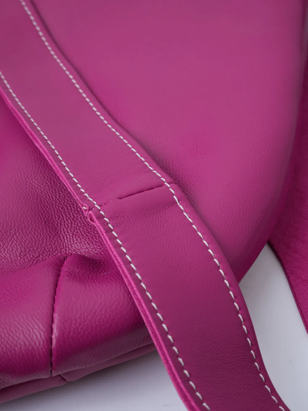 Pink Leather Bag with a Flap