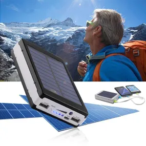 Portable High-Capacity 12,000mAH Solar Dual-USB Charger and 4-Mode 20x LED Light