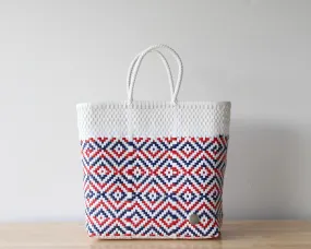 Red Blue and White Tote Bag by MexiMexi