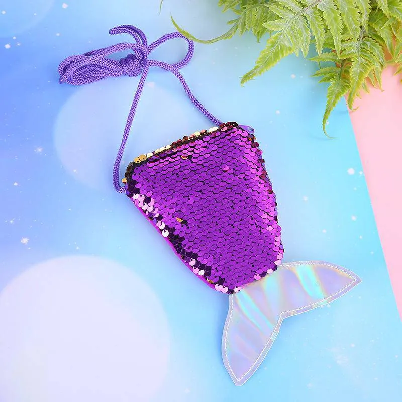 Sequins Decor Fishtail Shape Mini Crossbody Bag