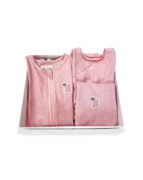 Star Jacquard Knit Bundle, Color PINK (Pack of 3 - Bodysuit, Sleeping Bag, Bib)