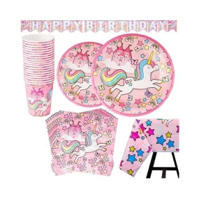 Unicorn Theme Birthday Party Tableware Package (#Type A)