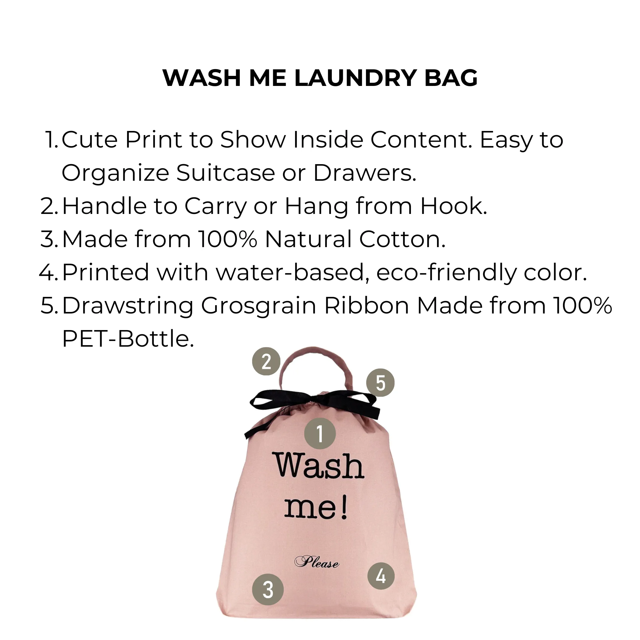 Wash Me, Laundry Bag, Pink/Blush