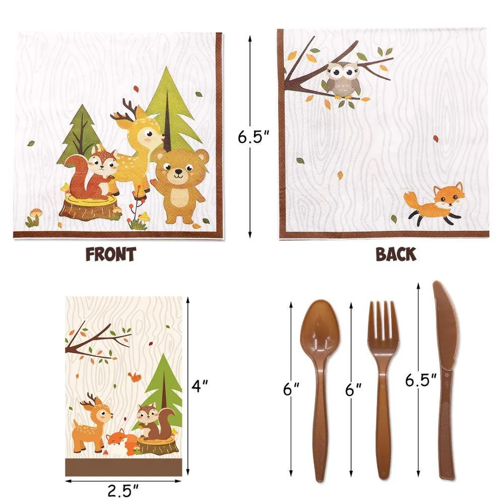 Woodland Theme Birthday Party Tableware Package